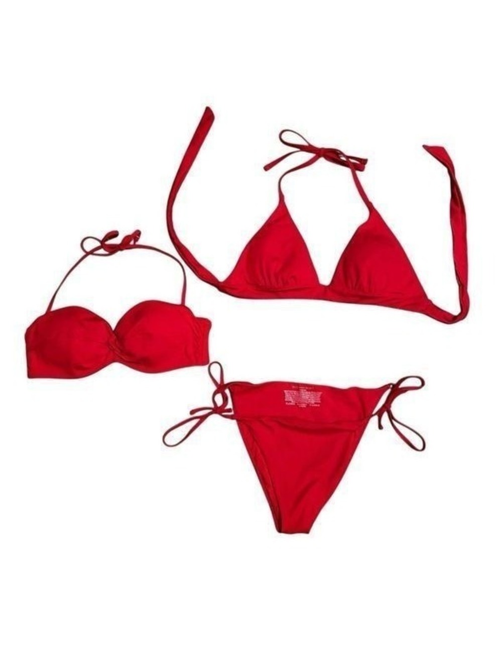 Victoria’s Secret Essential Push Up String Twist Halter Ribbed 3 Pc Bikini Set S